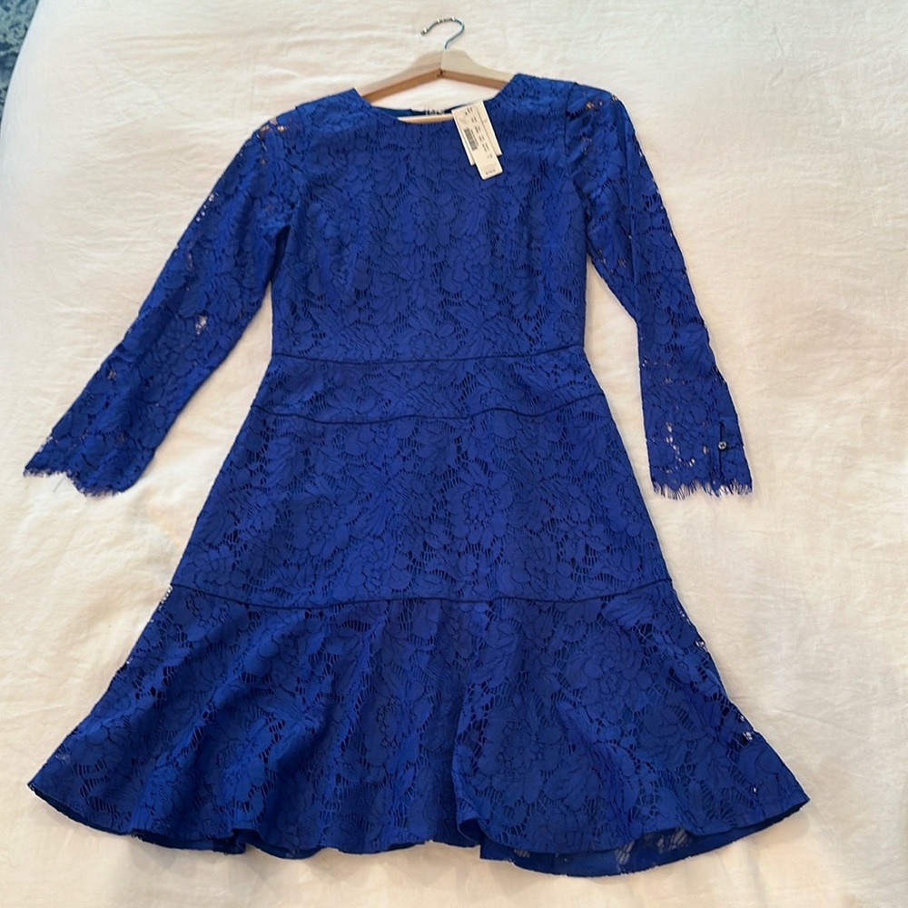 J Crew NWT electric blue lace dress. Size 2.